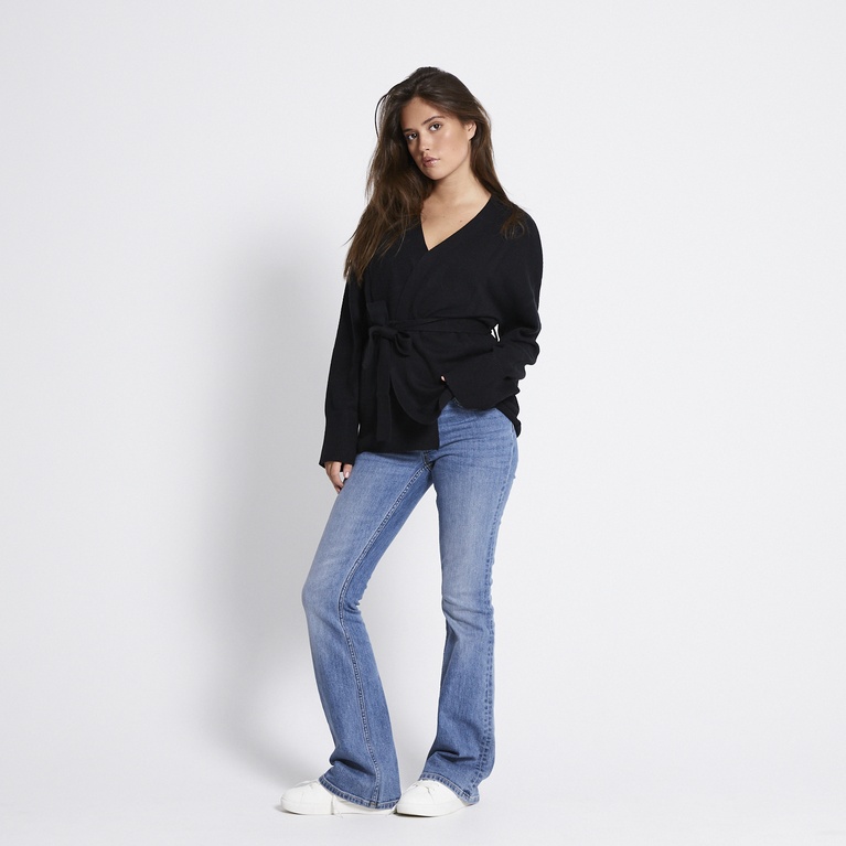Tie waist knit cardigan "Colette" Black